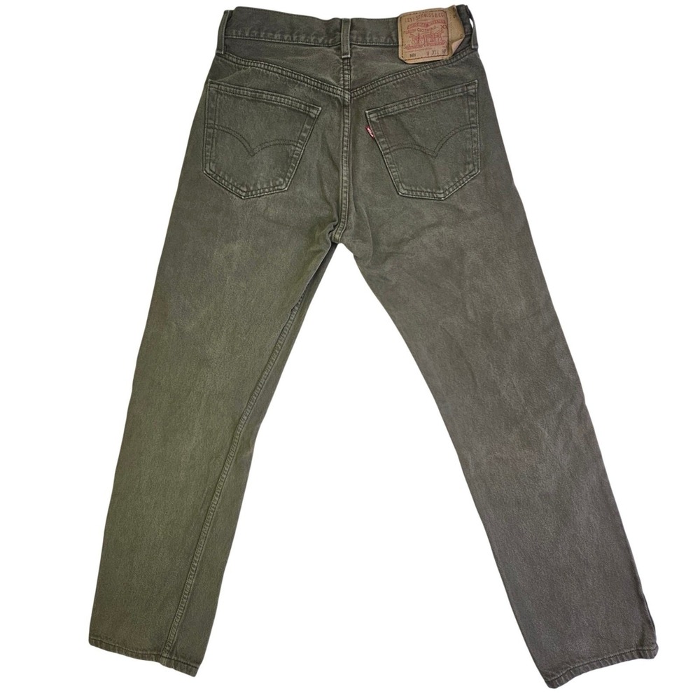 Levis 501 Original Fit Jeans Men 31x30 Olive Green Button Fly Straight Leg Denim